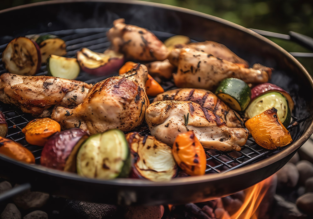 grilled chicken and vegetables